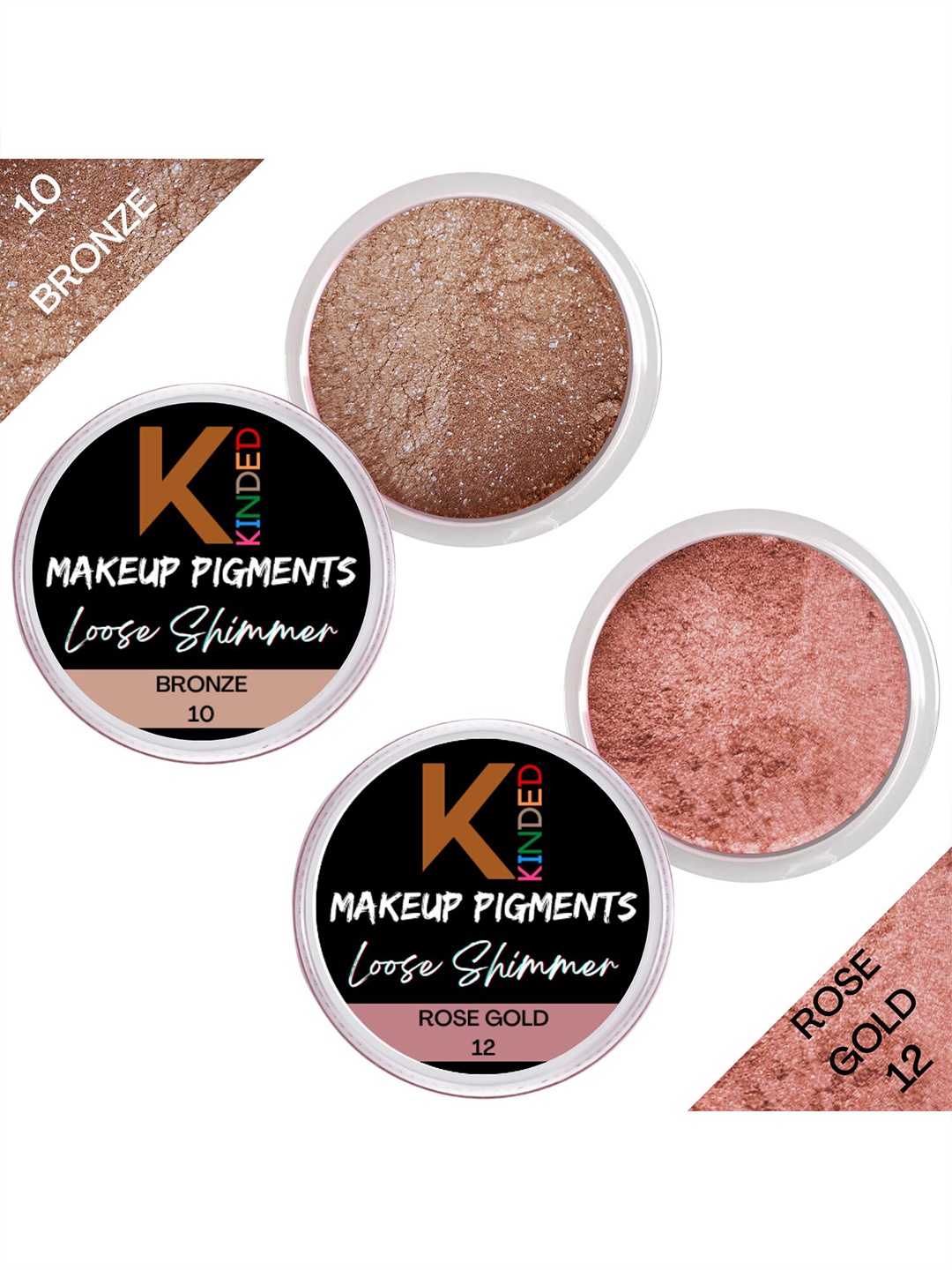 

KINDED Set of 2 Makeup Pigments Loose Shimmer Powder Eyeshadow 3 g Each - 10 & 12, Bronze