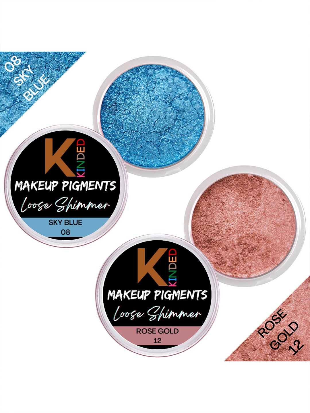 

KINDED Set of 2 Makeup Pigments Loose Shimmer Eyeshadow - Sky Blue 08 & Rose Gold 12