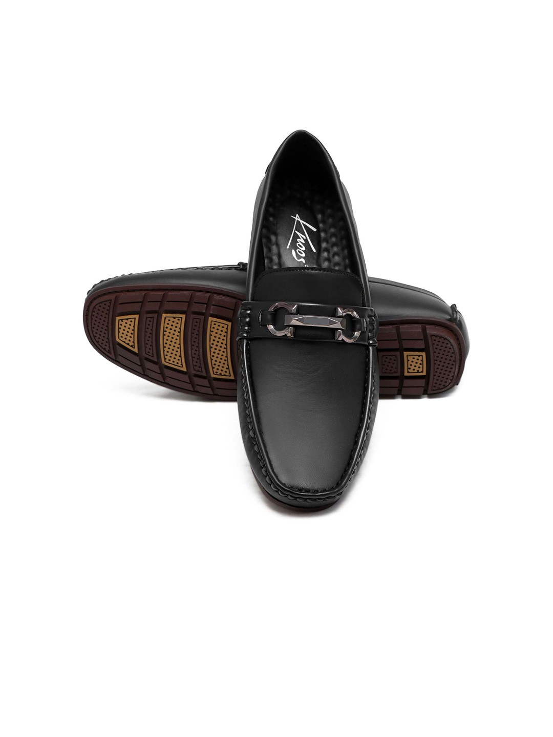 

knoos Men Square Toe Comfort Insole Horsebit Loafers, Black