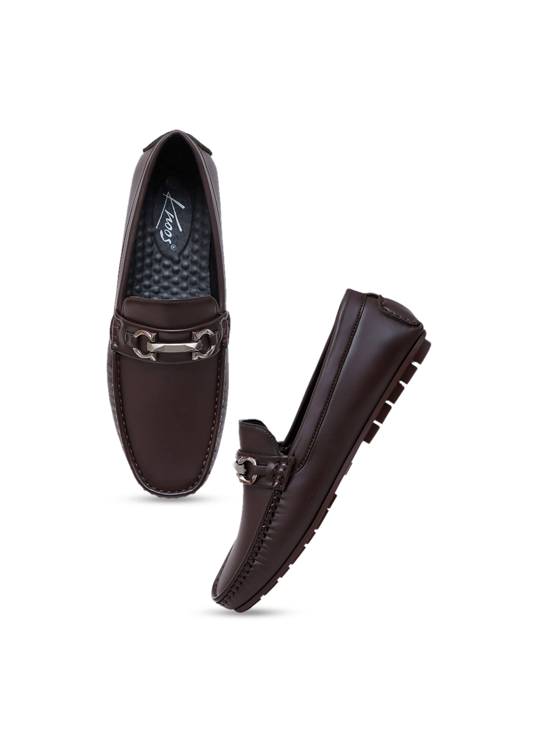 

knoos Men Square Toe Comfort Insole Horsebit Loafers, Brown