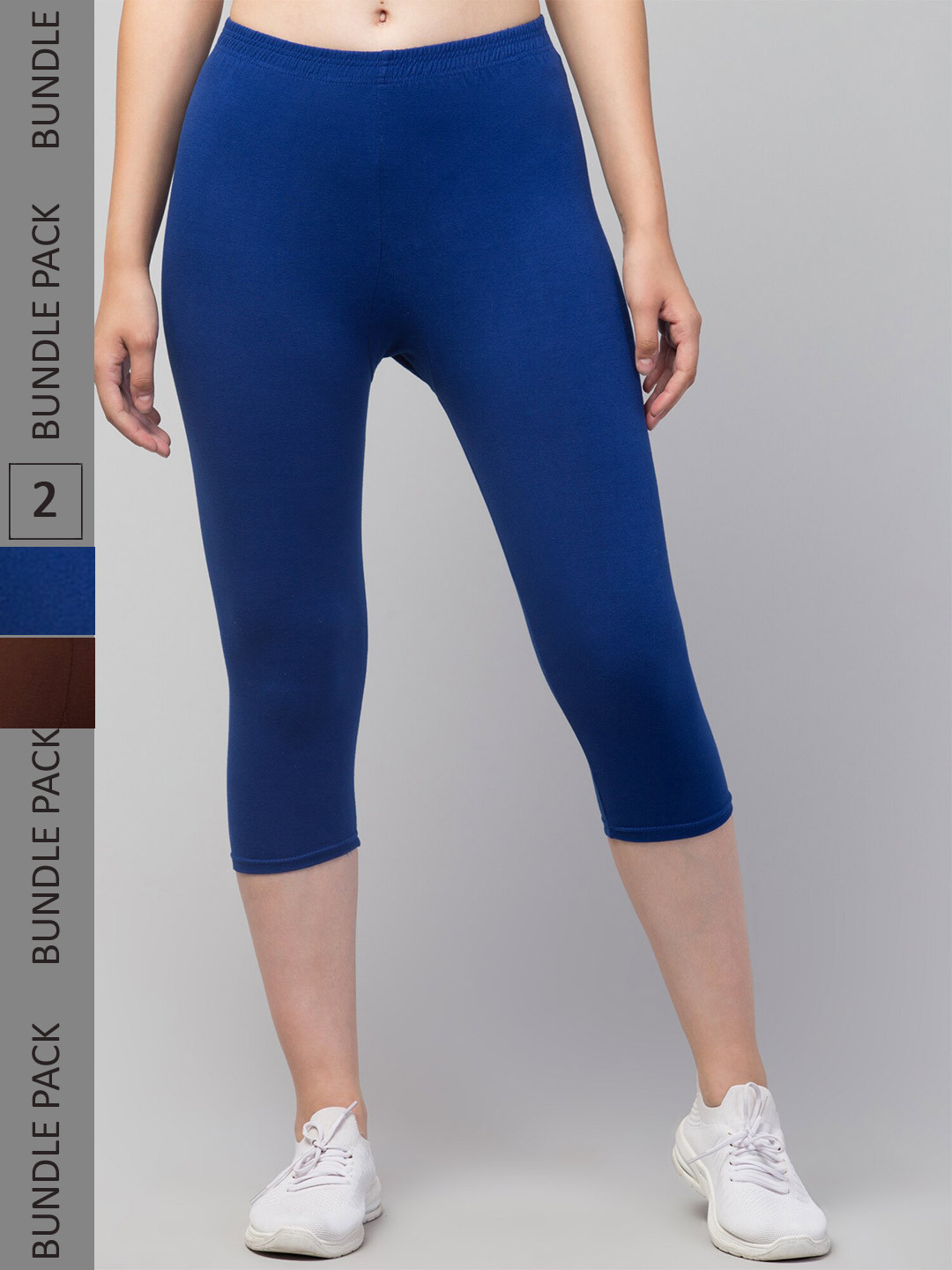 

Apraa & Parma Women Pack of 2 Mid-Rise Skinny Fit Capris, Blue