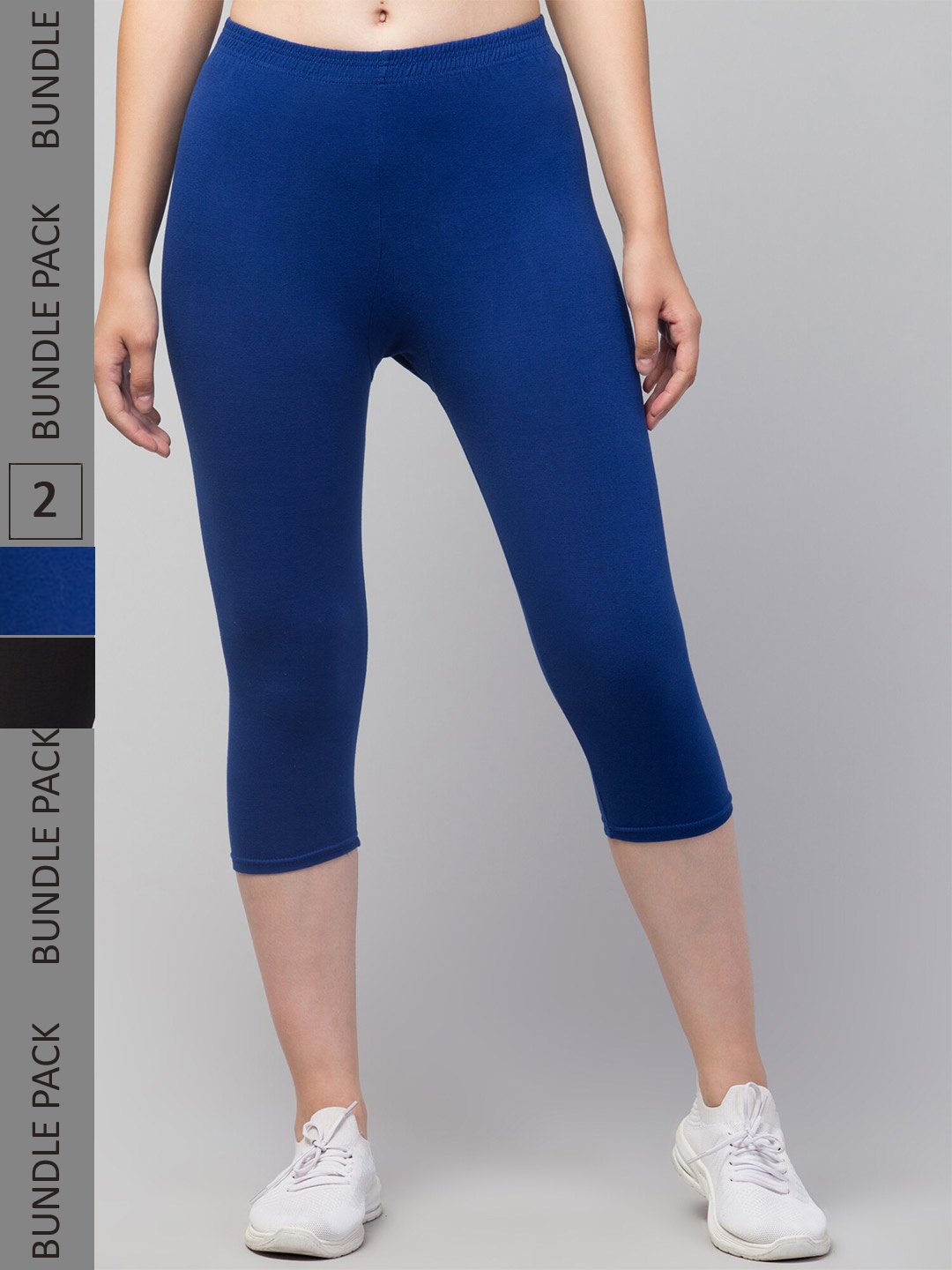 

Apraa & Parma Women Pack of 2 Mid-Rise Skinny Fit Capris, Blue