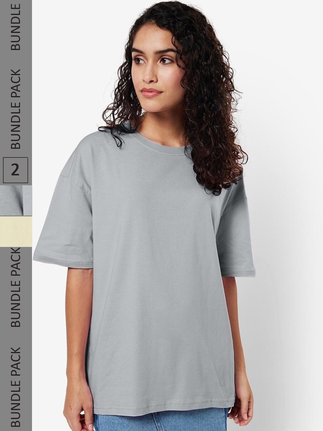 

Bewakoof Pack Of 2 Round Neck Cotton Loose T-shirt, Yellow