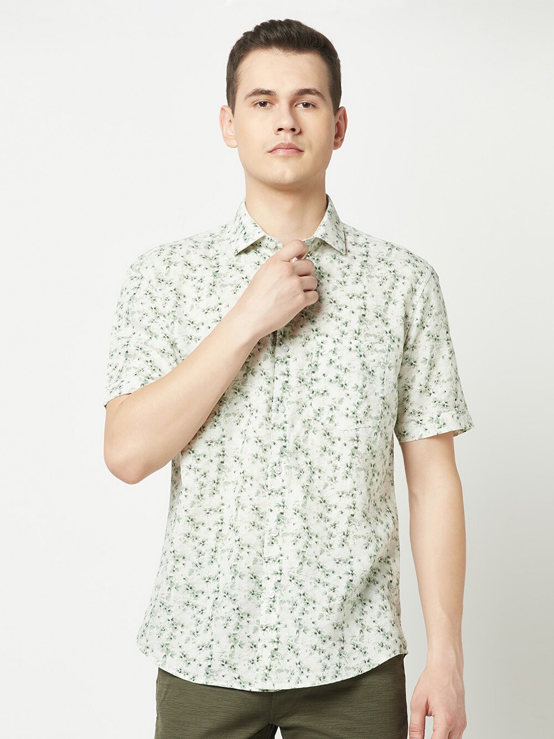 

Crimsoune Club Slim Fit Floral Printed Casual Shirt, Sea green