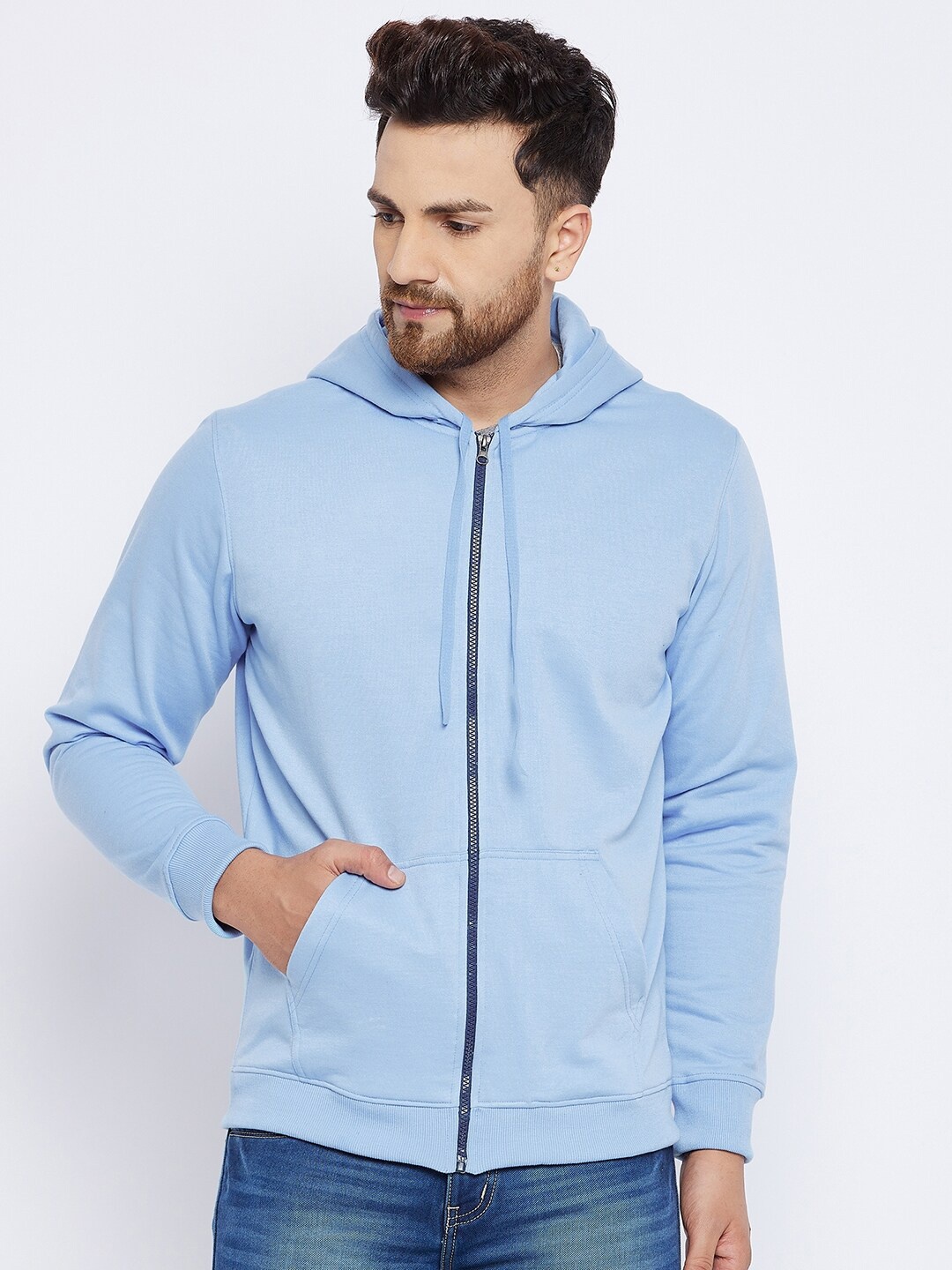 

FRENCH FLEXIOUS Men Hooded Cotton Sweatshirt, Blue