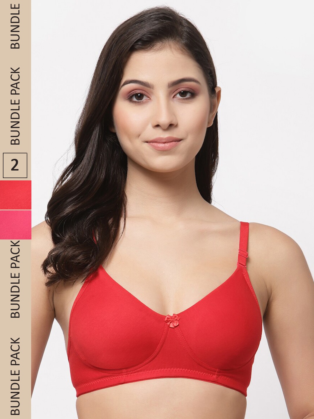 

College Girl Women Pack of 2 Lightly Padded Non Wired Bra, Red