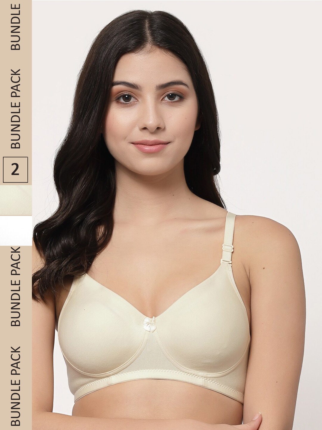 

College Girl Pack Of 2 Lightly Padded Seamless Non-Wired Super Support Cotton T-shirt Bra, White