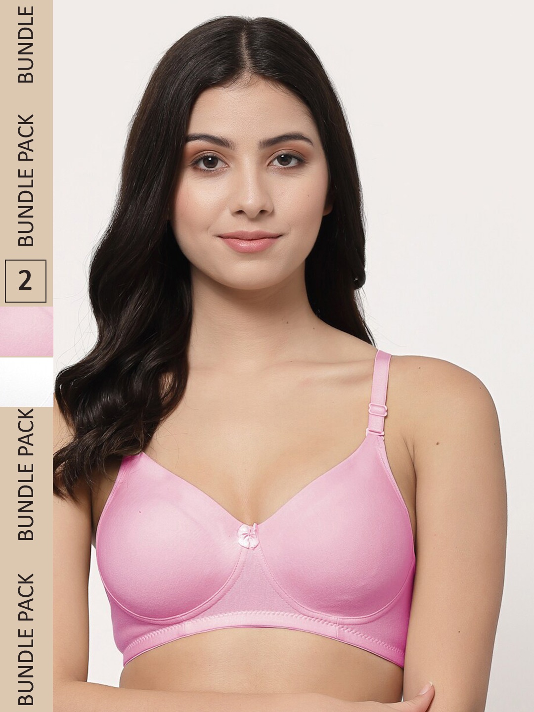 

College Girl Pack Of 2 Lightly Padded Seamless Non-Wired Super Support Cotton T-shirt Bra, Pink