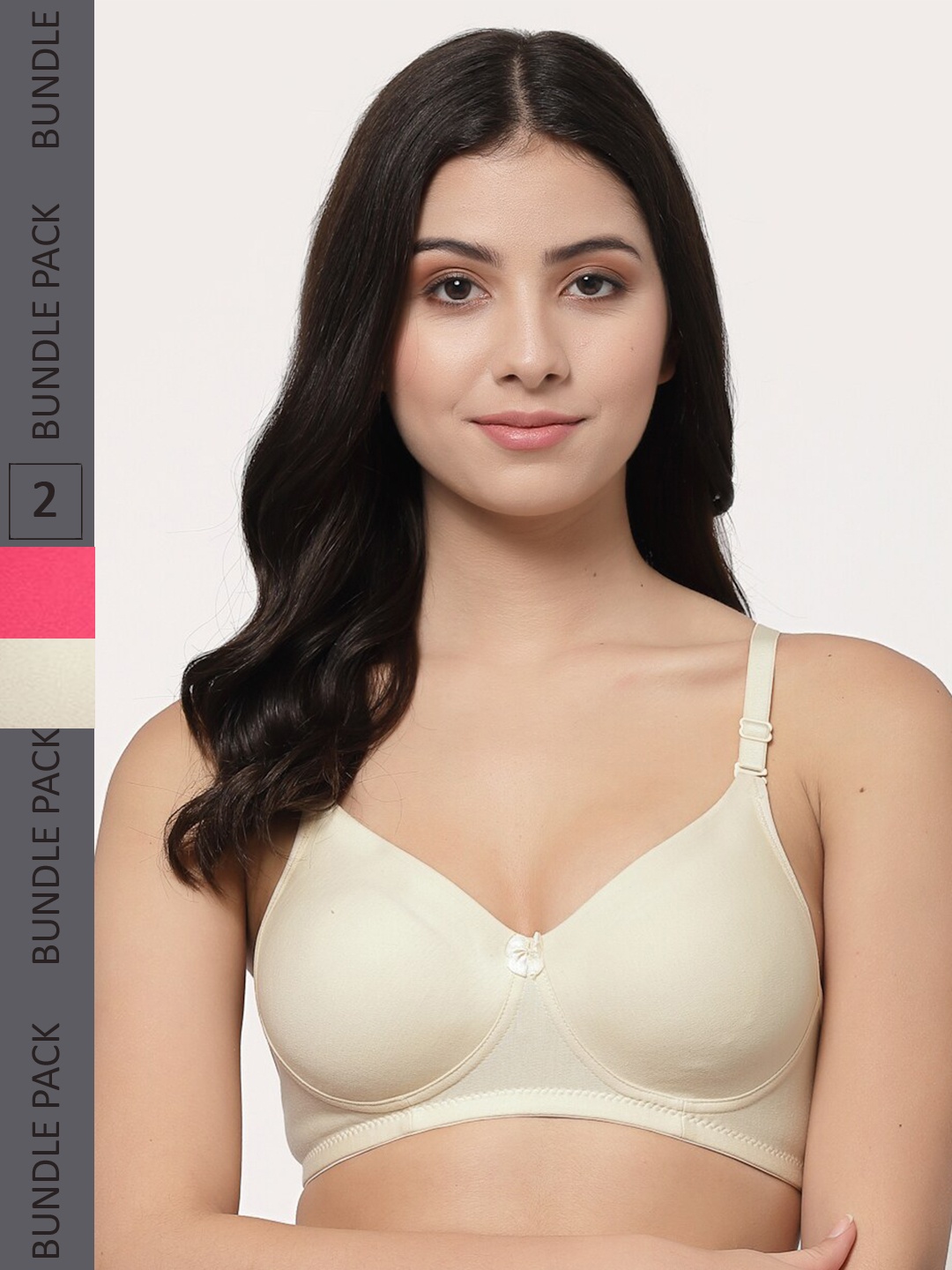 

College Girl Pack Of 2 Lightly Padded Seamless Non-Wired Super Support Cotton T-shirt Bra, Cream