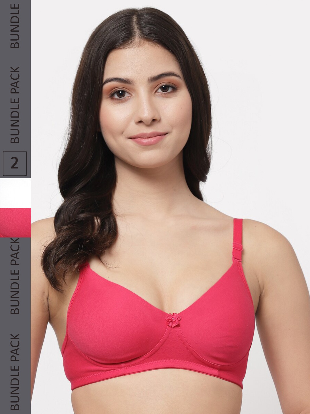 

College Girl Pack Of 2 Lightly Padded Seamless Non-Wired Super Support Cotton T-shirt Bra, Pink