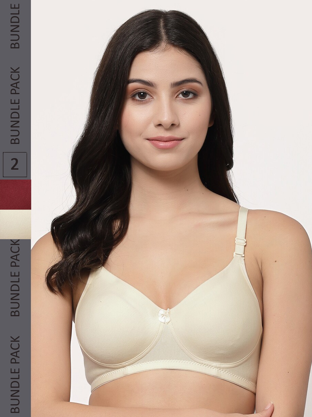 

College Girl Pack Of 2 Cotton Lightly Padded Non-Wired Bra, Beige