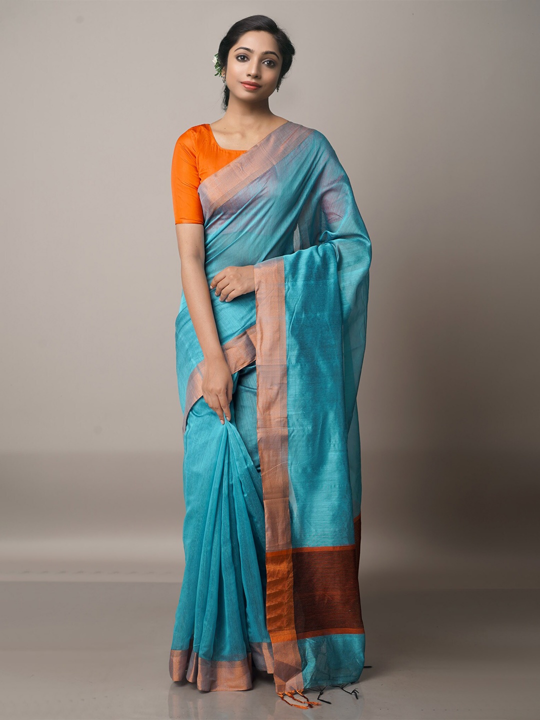 

Unnati Silks Silk Cotton Chanderi Saree, Blue