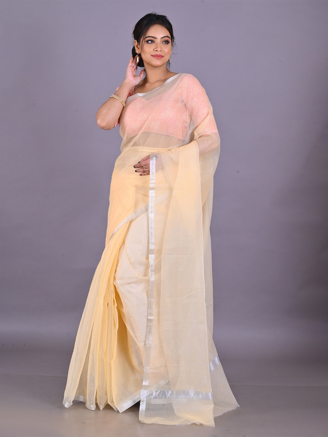 

Unnati Silks Zari Pure Cotton Kota Saree, Yellow