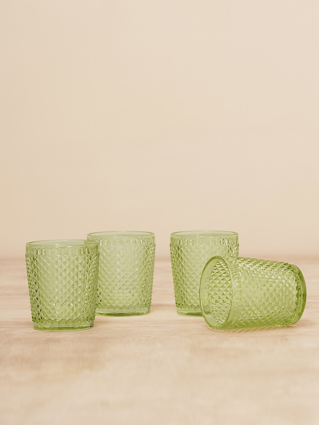 

Pure Home and Living Green Set of 6 Dotted Textured Glass Tumblers