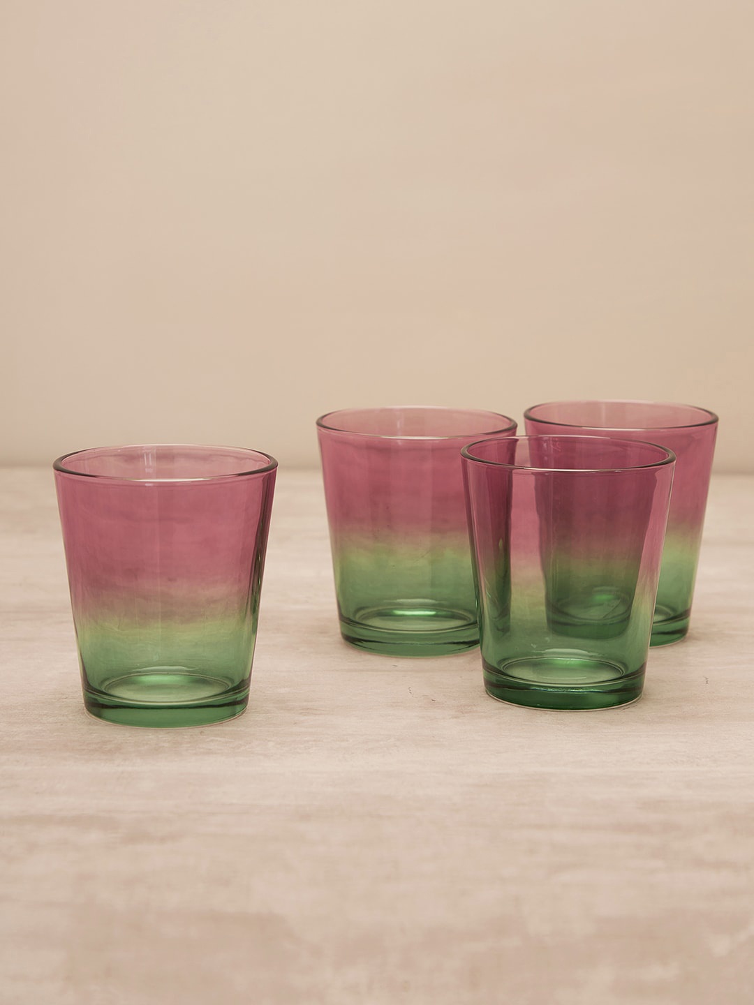 

Pure Home and Living Pink & Green 4 Pieces Ombre Glass Tumblers