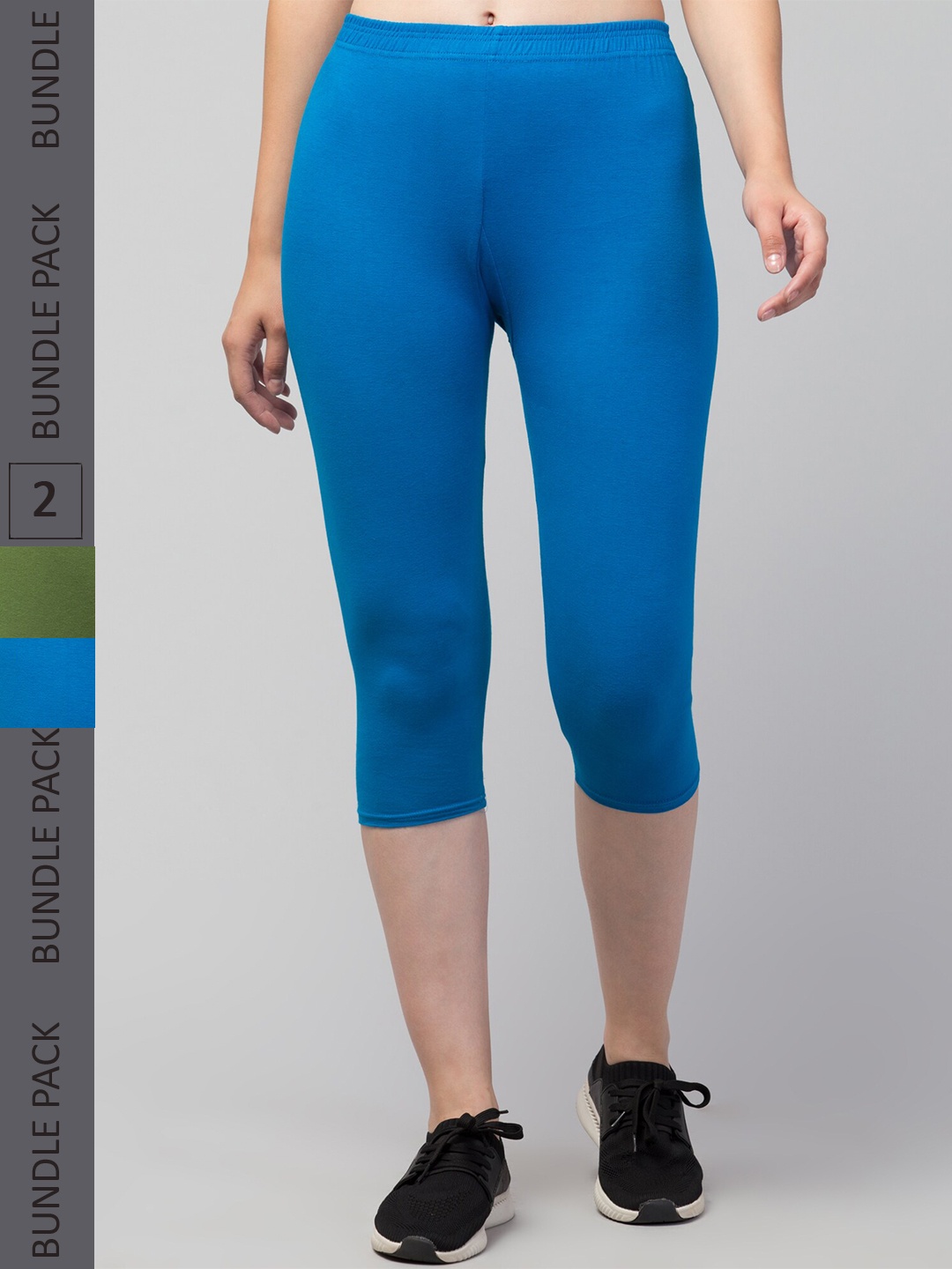 

Apraa & Parma Women Pack of 2 Mid-Rise Skinny Fit Capris, Lime green
