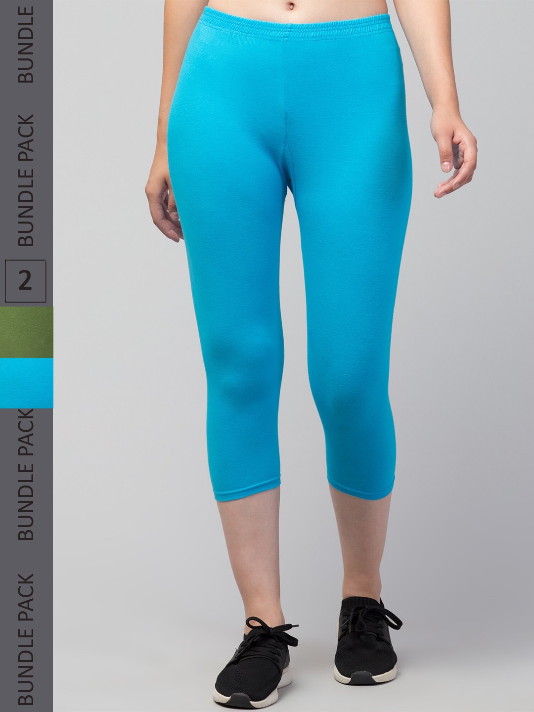 

Apraa & Parma Women Pack of 2 Mid-Rise Skinny Fit Capris, Lime green