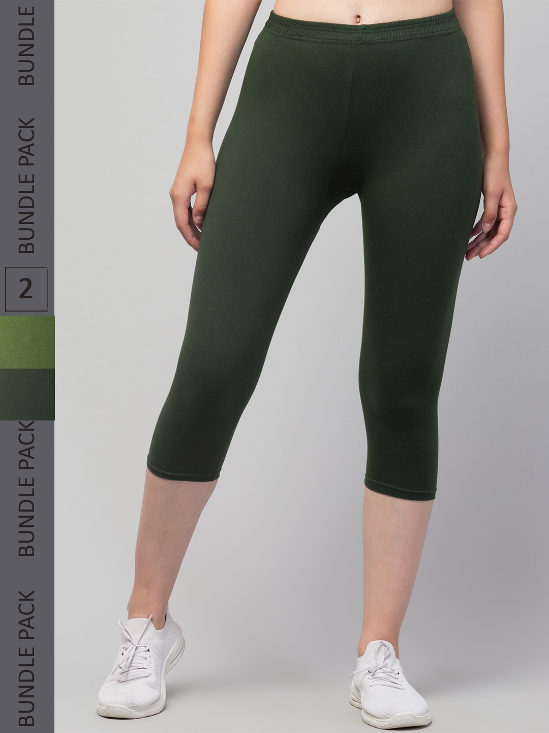 

Apraa & Parma Women Pack of 2 Mid-Rise Skinny Fit Capris, Green