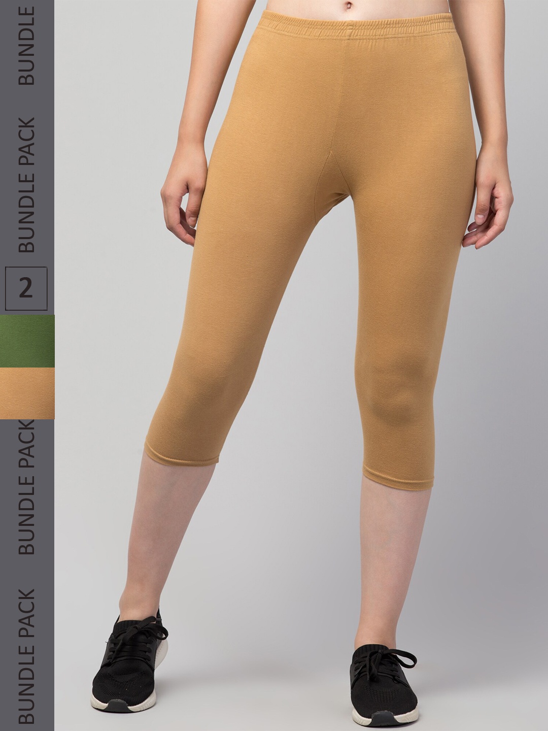 

Apraa & Parma Women Pack of 2 Skinny Fit Capris, Olive