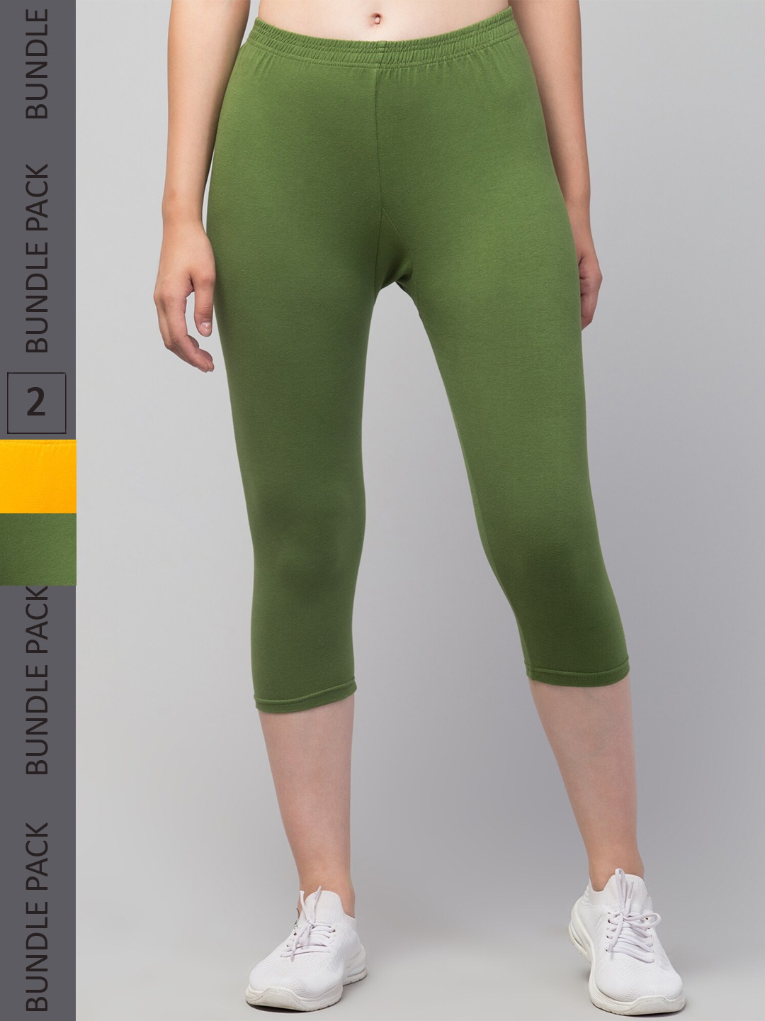 

Apraa & Parma Women Pack of 2 Mid-Rise Skinny Fit Capris, Green
