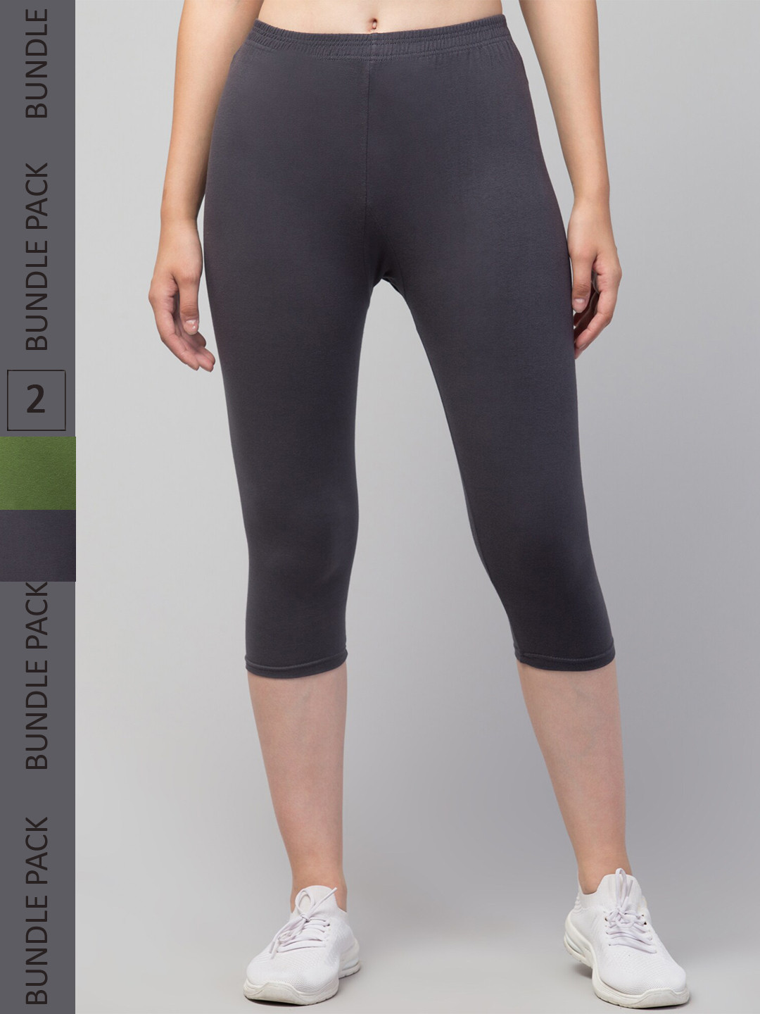 

Apraa & Parma Women Pack of 2 Mid-Rise Skinny Fit Capris, Green