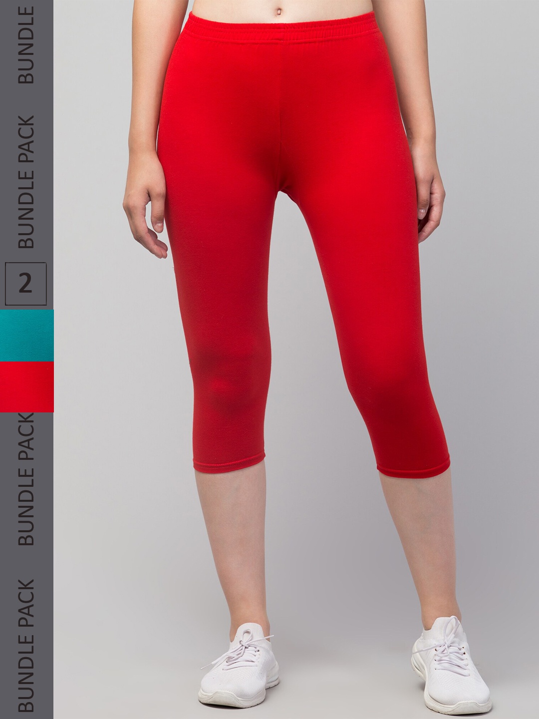 

Apraa & Parma Women Pack of 2 Mid-Rise Skinny Fit Capris, Red