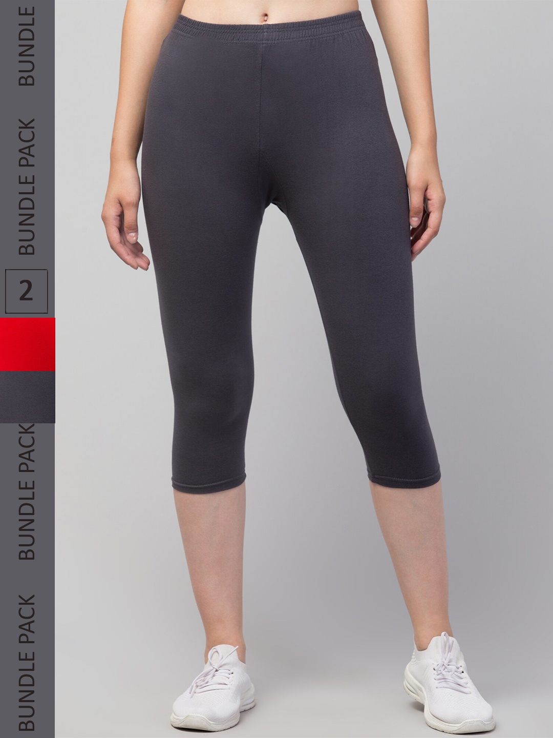 

Apraa & Parma Women Pack of 2 Mid-Rise Skinny Fit Capris, Red