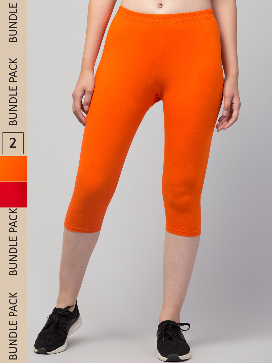 

Apraa & Parma Women Pack of 2 Mid-Rise Skinny Fit Capris, Red