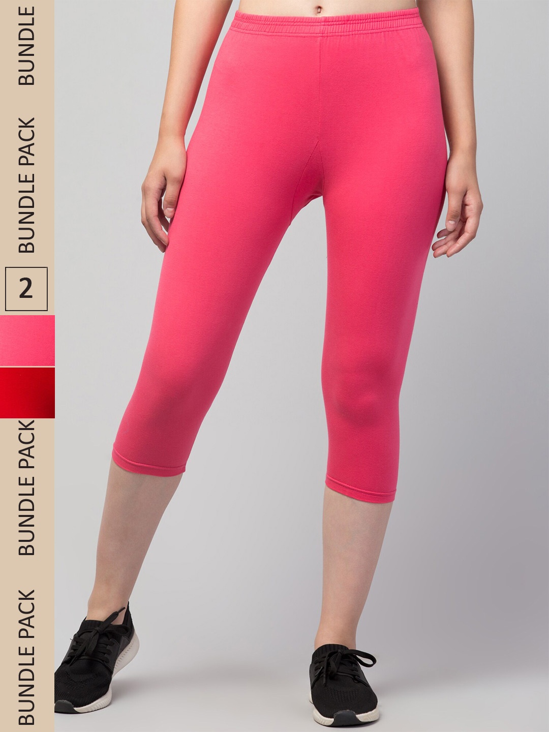 

Apraa & Parma Women Pack of 2 Mid-Rise Skinny Fit Capris, Red