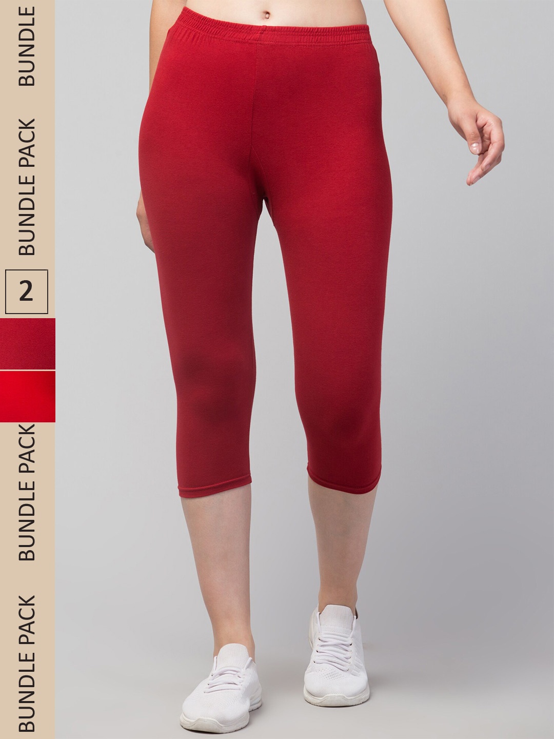

Apraa & Parma Women Pack of 2 Mid-Rise Skinny Fit Capris, Red