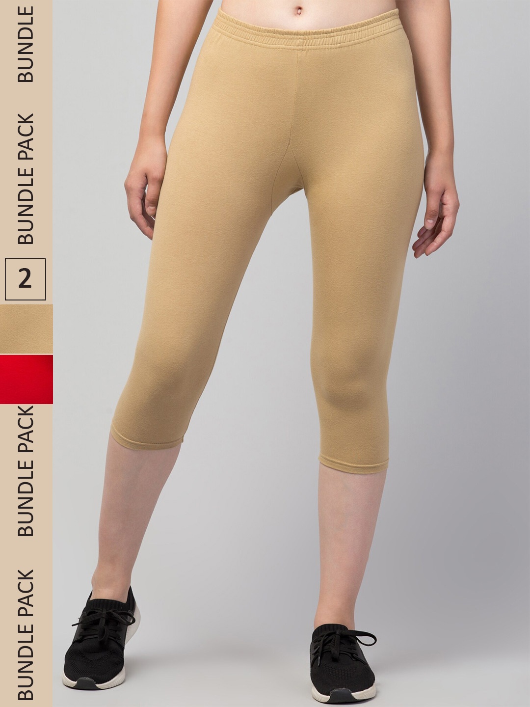

Apraa & Parma Women Pack of 2 Mid-Rise Skinny Fit Capris, Red