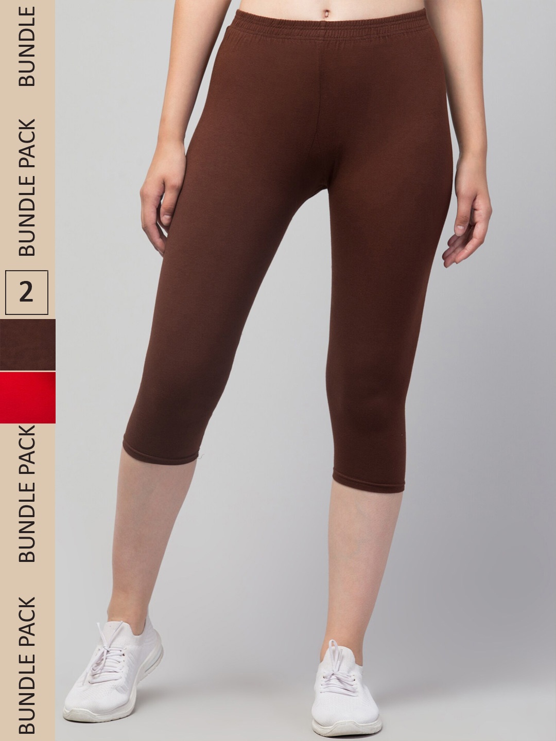 

Apraa & Parma Women Pack of 2 Skinny Fit Capris, Red