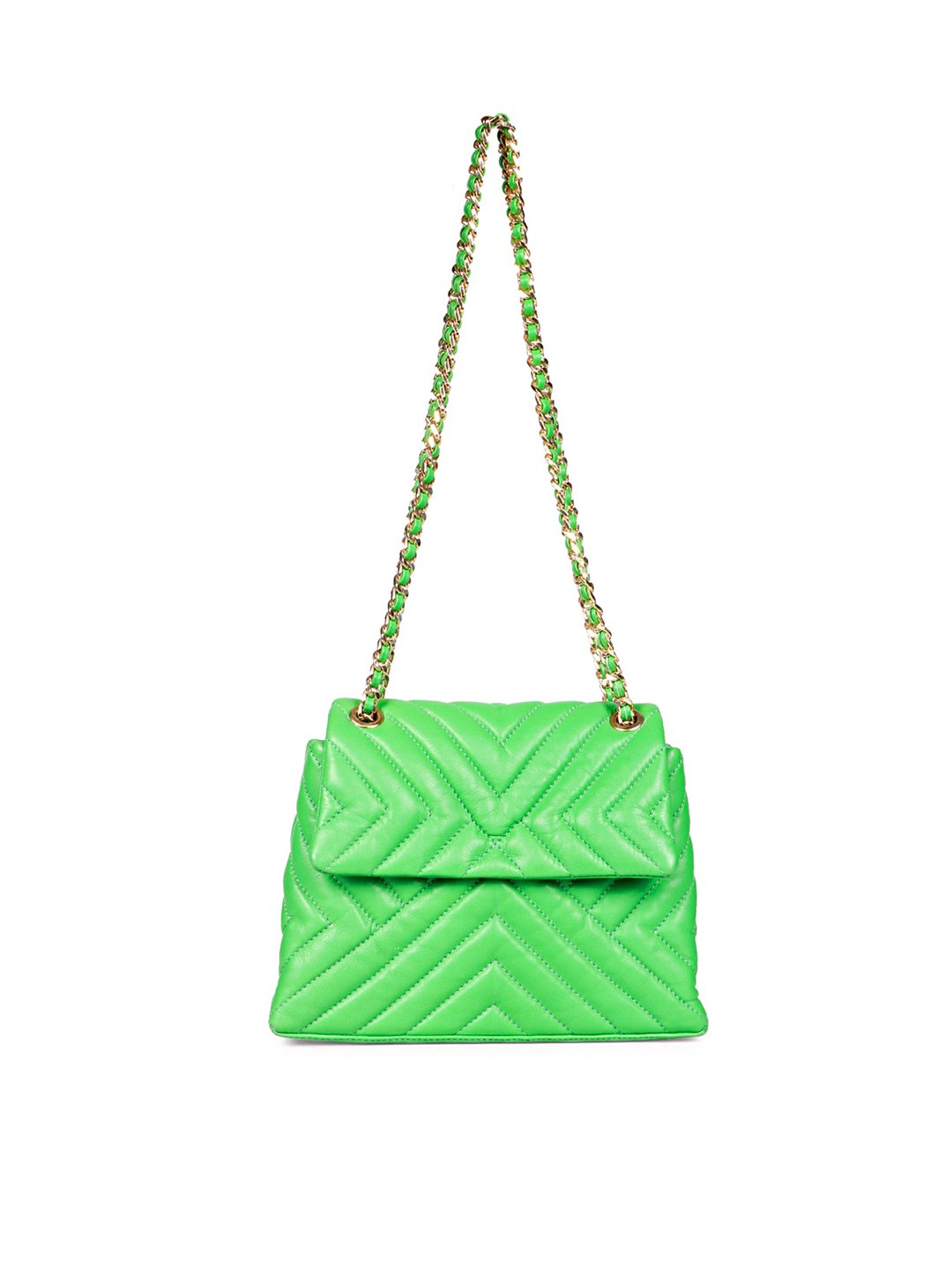 

Saint G Textured Leather Structured Sling Bag with Quilted, Green
