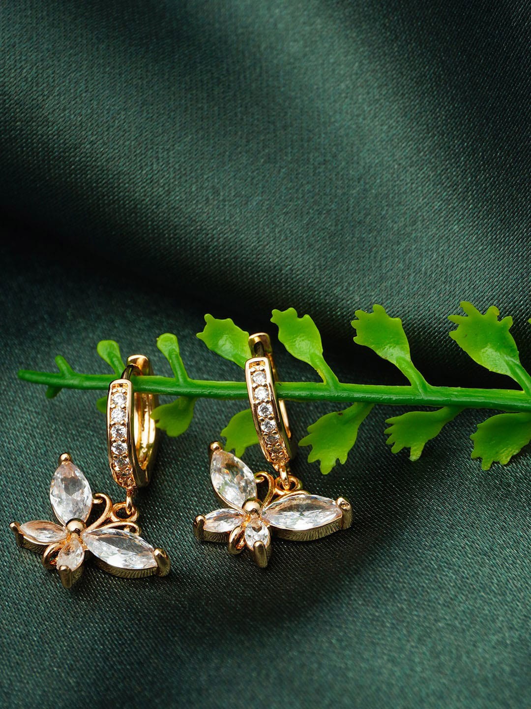 

Ferosh Gold-Plated Contemporary Butterfly Drop Earrings