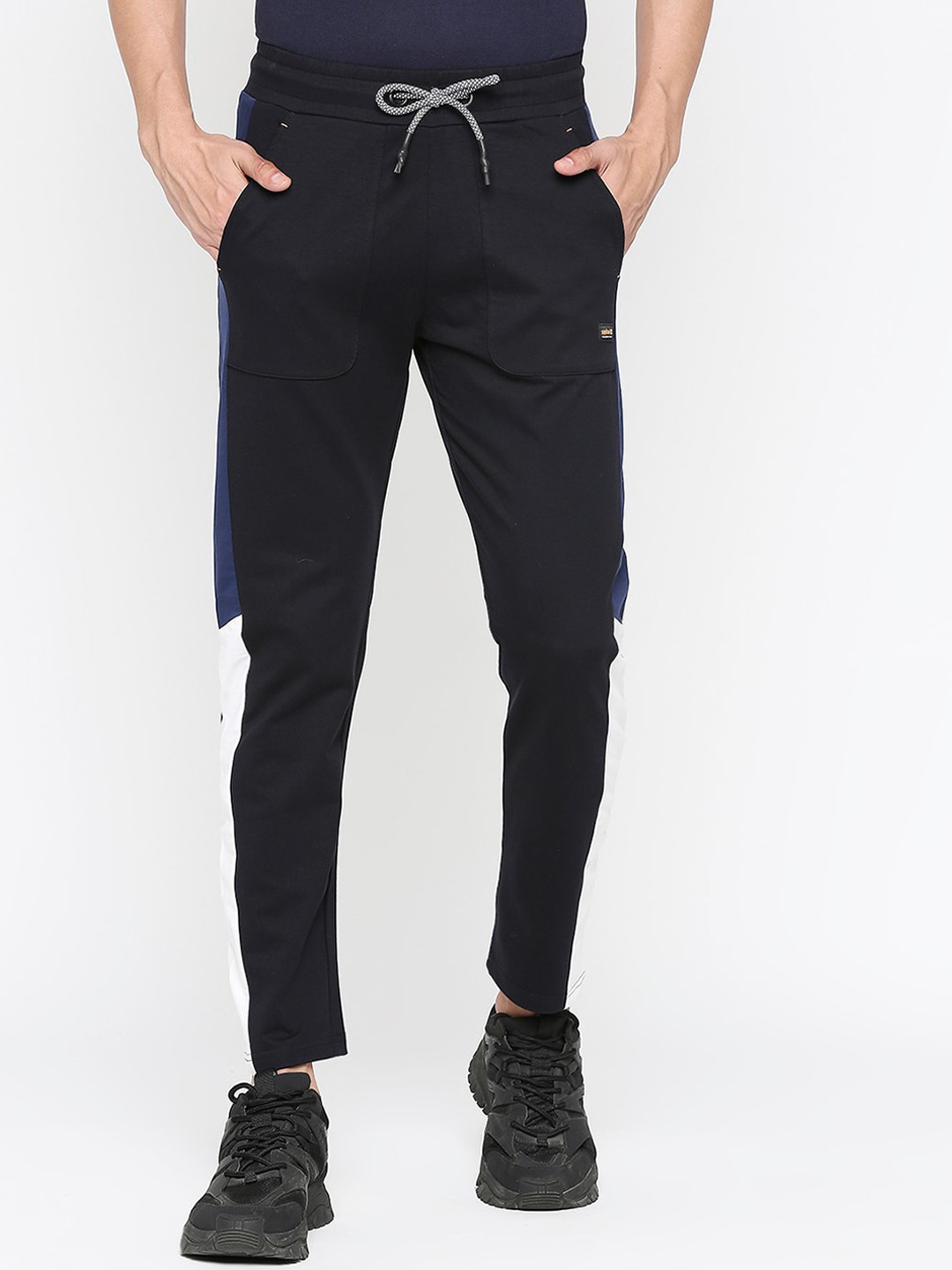 

SPYKAR Men Colorblocked Cotton Regular Fit Trackpants, Blue