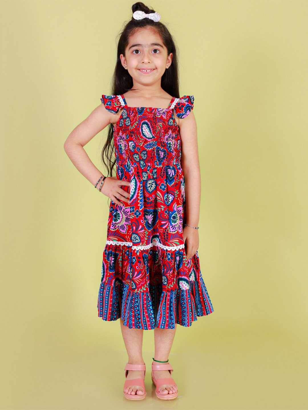 

LIL DRAMA Girls Floral Printed Fit & Flare Dress, Blue