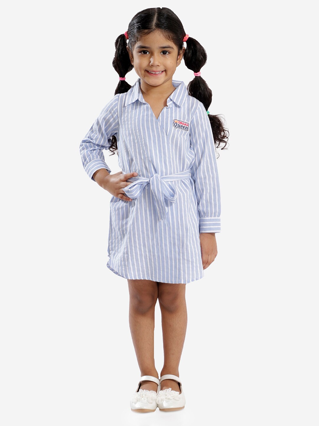 

LIL DRAMA Girls Striped Cotton Shirt Dress, Blue