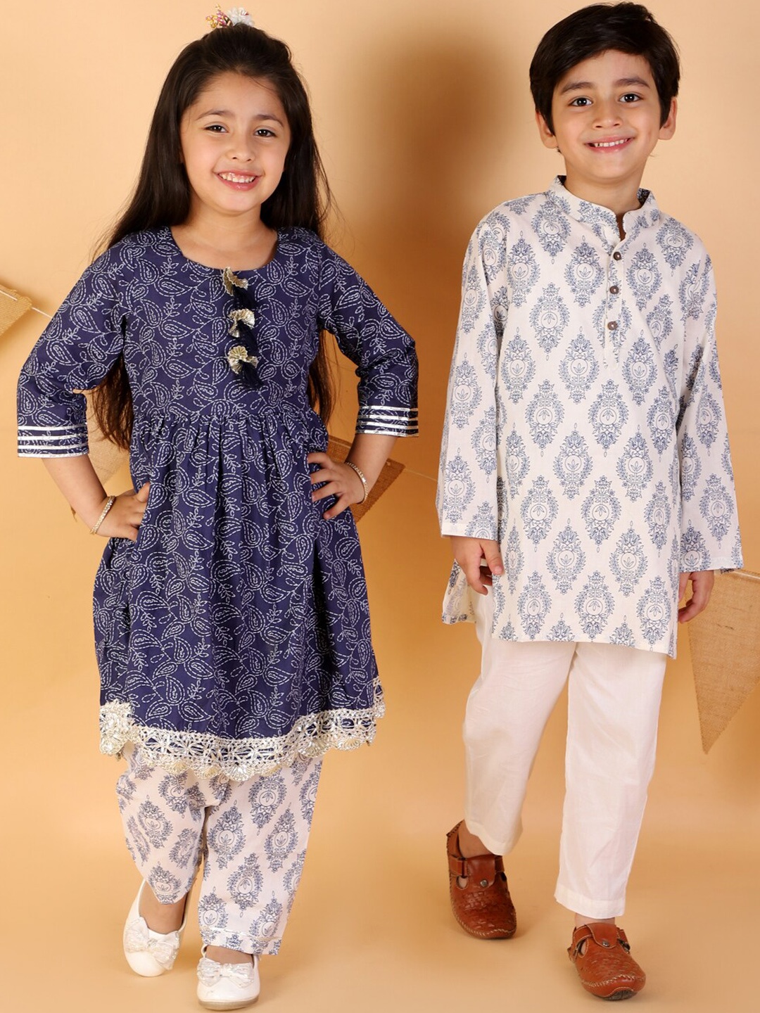 

LIL DRAMA Boys Ethnic Motifs Printed Kurta, White