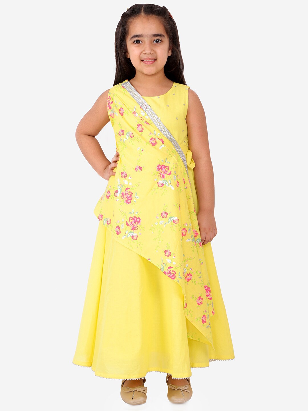 

LIL DRAMA Floral Printed Sleeveless Cotton Maxi Dress, Yellow