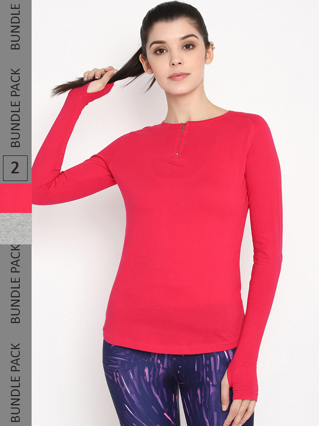 

appulse Pack Of 2 Henley Neck Raglan Sleeves Cotton Slim Fit T-shirt, Red