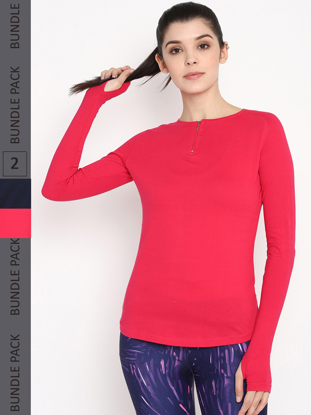

appulse Pack Of 2 Henley Neck Slim Fit Cotton T-shirt, Pink