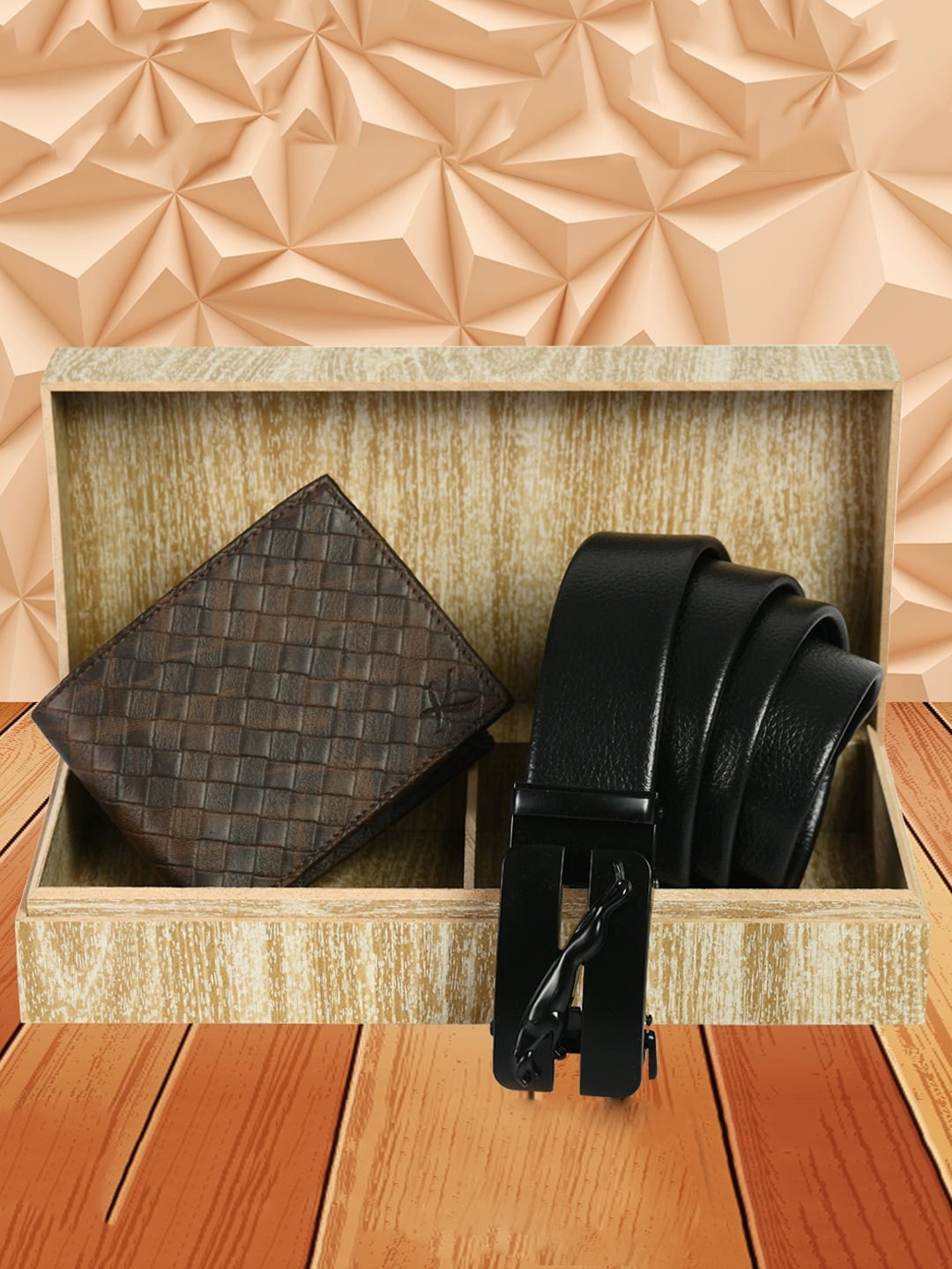 

Kastner Men Textured Faux Leather Belt and Wallet Accessory Gift Set, Black