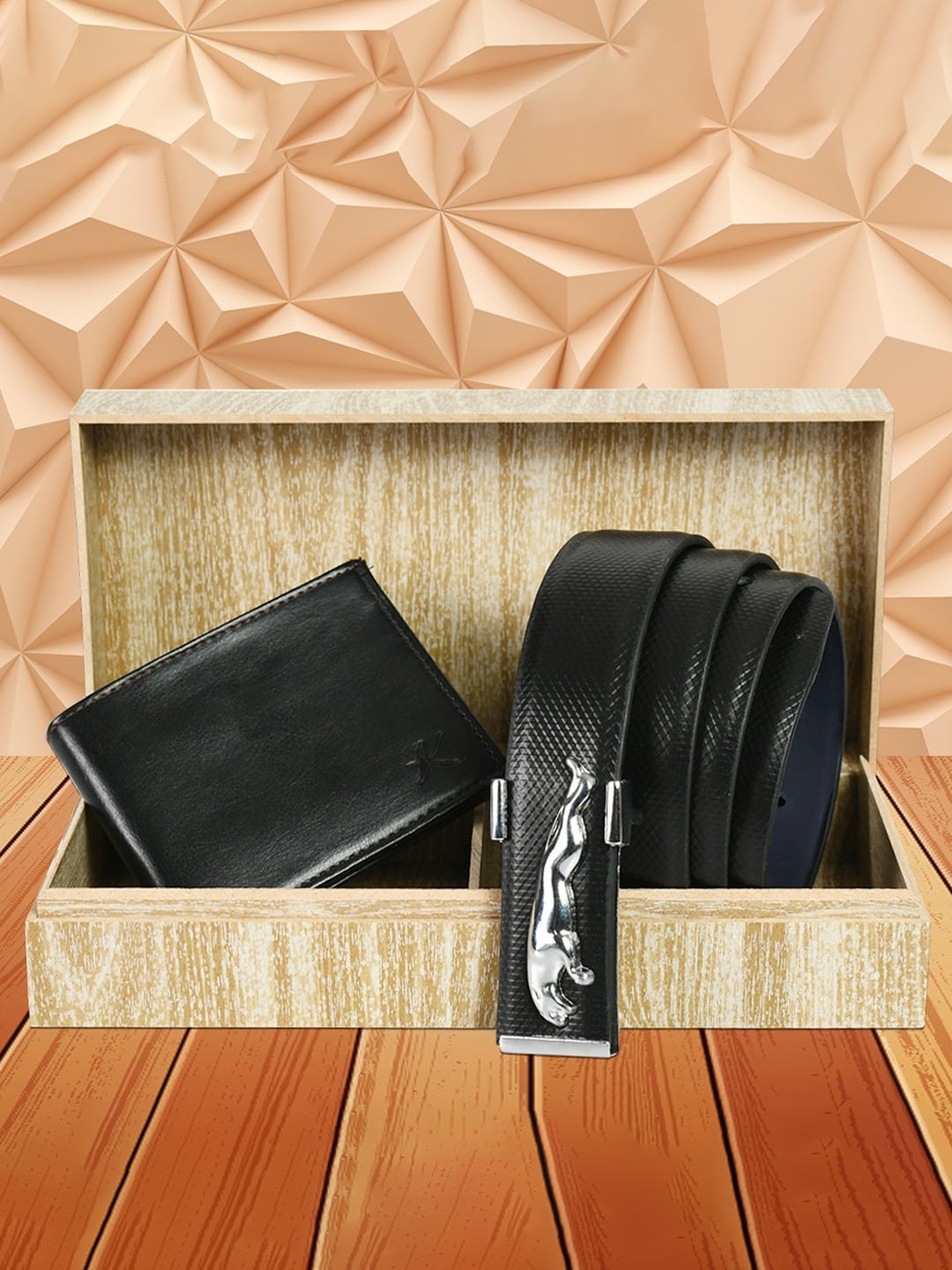 

Kastner Men Textured Faux Leather Belt & Wallet Accessory Gift Set, Black