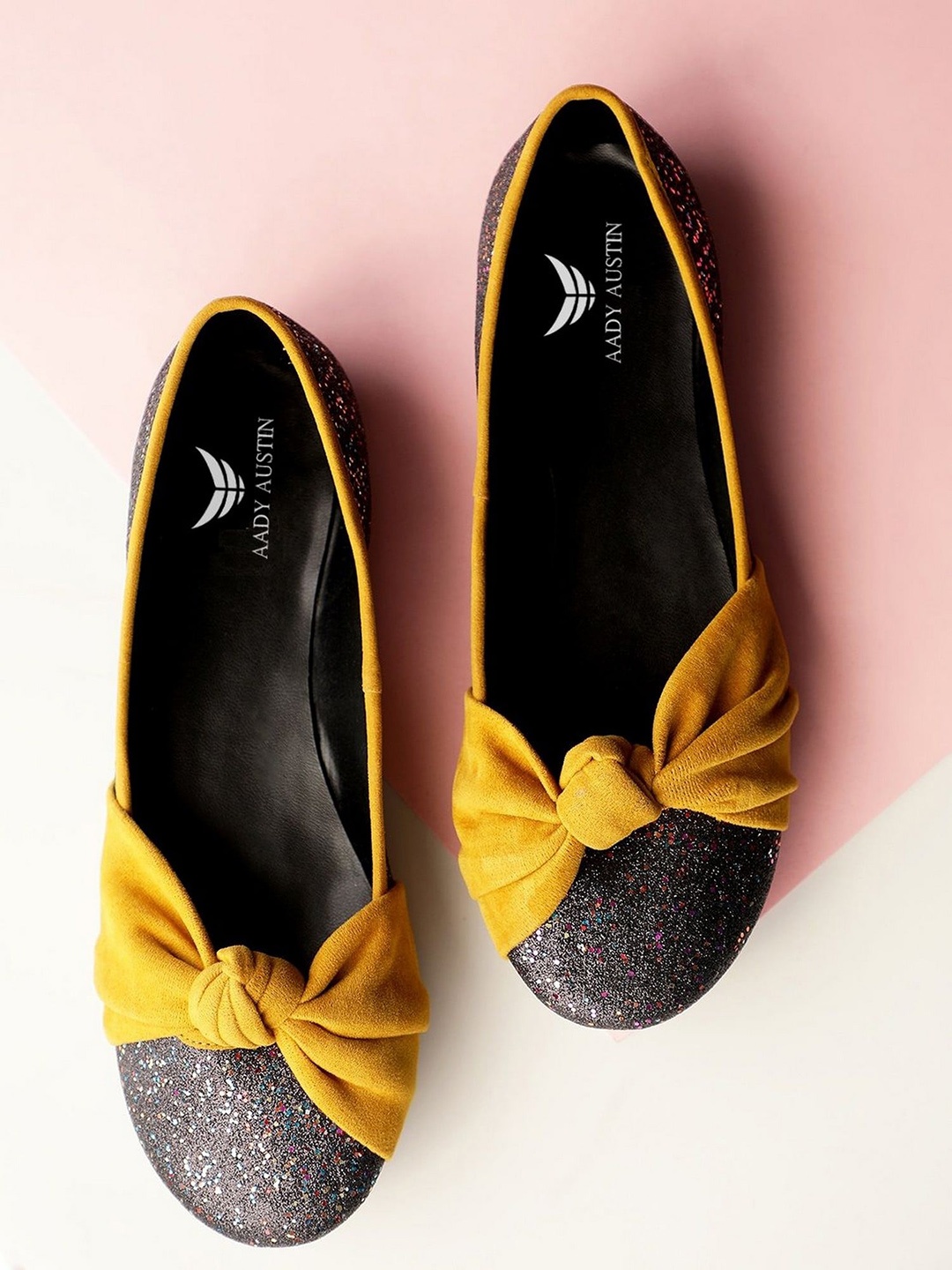 

AADY AUSTIN Bow Embellished Ballerinas, Mustard