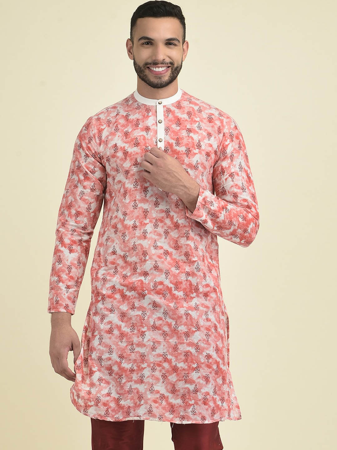 

DEYANN Ethnic Motifs Printed Cotton Kurta, Off white