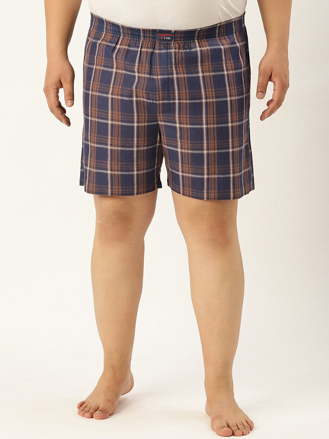 

IVOC Plus Men Plus Size Checked Pure Cotton Boxers IOMBS02RC05L40-3894B, Brown