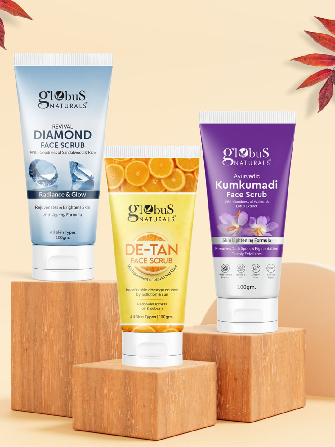 

Globus naturals De Tan Enriched With Lemon & Rose Tan Removal Face Scrub 100 gm, Yellow