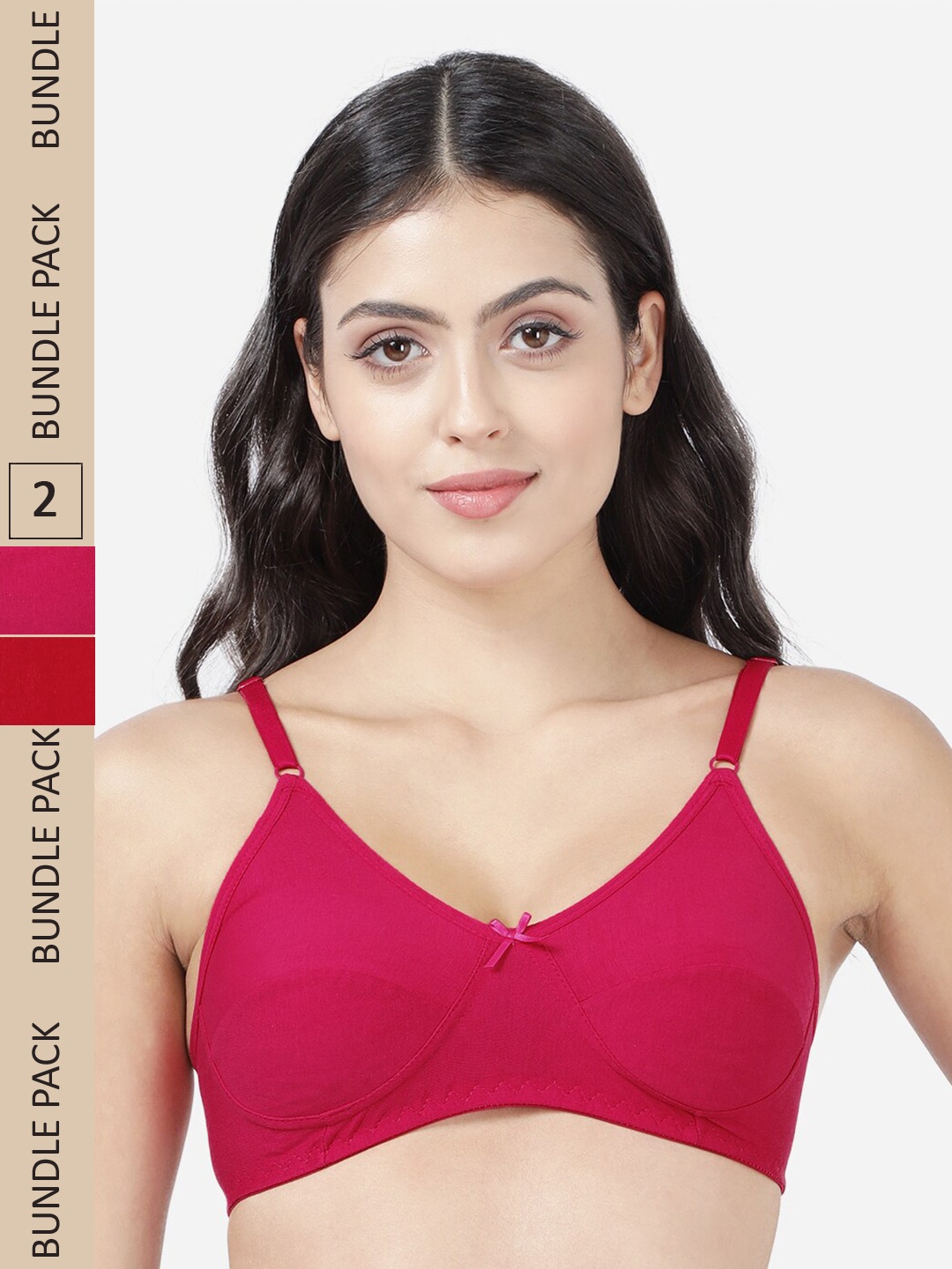 

shyaway Pack Of 2 Non Padded Non-Wired Full Coverage All Day Comfort Cotton Bra, Pink