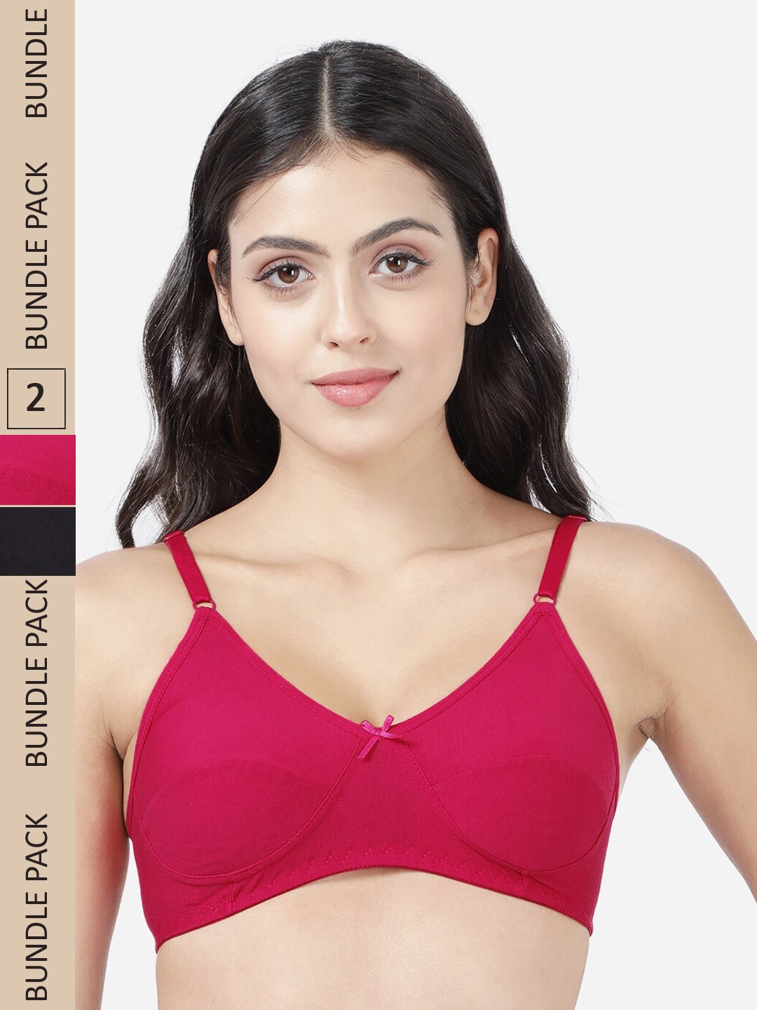 

shyaway Pack of 2 Non-Padded Cotton Everyday Bra, Fuchsia