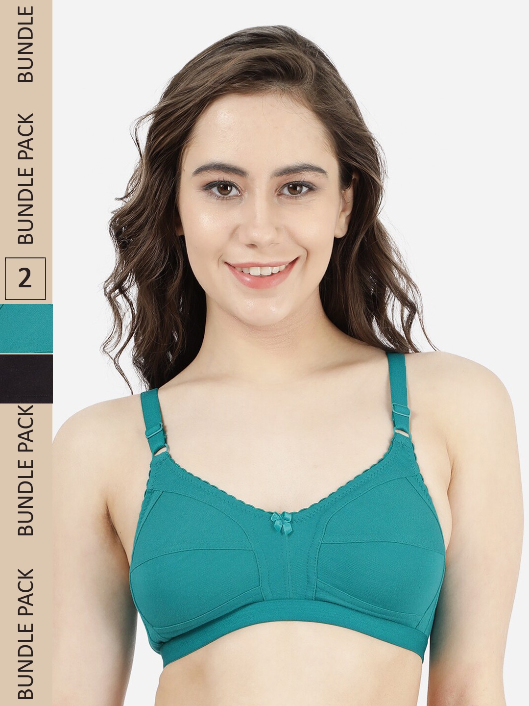 

shyaway Pack Of 2 Cotton Non Padded Bra, Blue